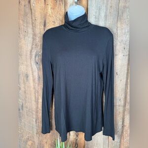 Tahari Black Ruched neck Turtleneck Top - size large